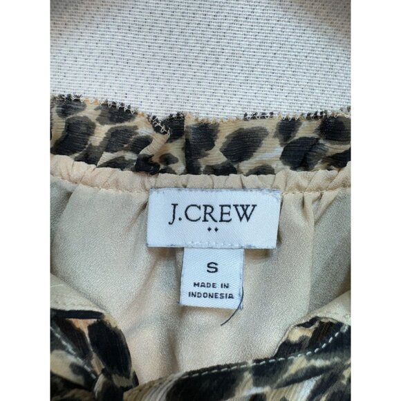 J.Crew Womens Leopard Ruffle Tie Neck Tank Top Size S Beige  Sleeveless Chic - Picture 3 of 12